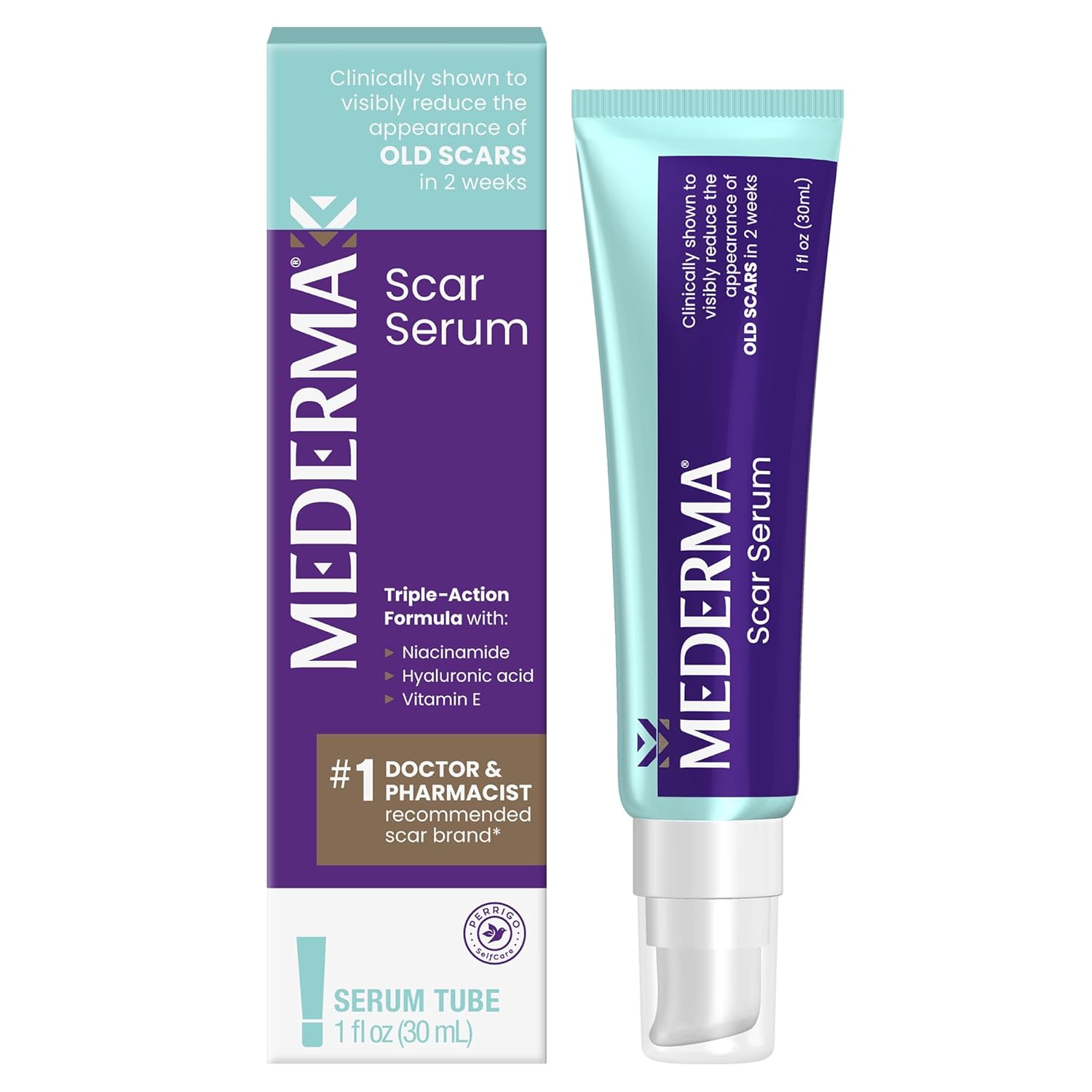 Mederma Scar Serum – Triple-Action Formula with Vitamin E, Hyaluronic Acid & Niacinamide – Clinically Shown to Reduce Old Scars, 1 Fl. Oz.