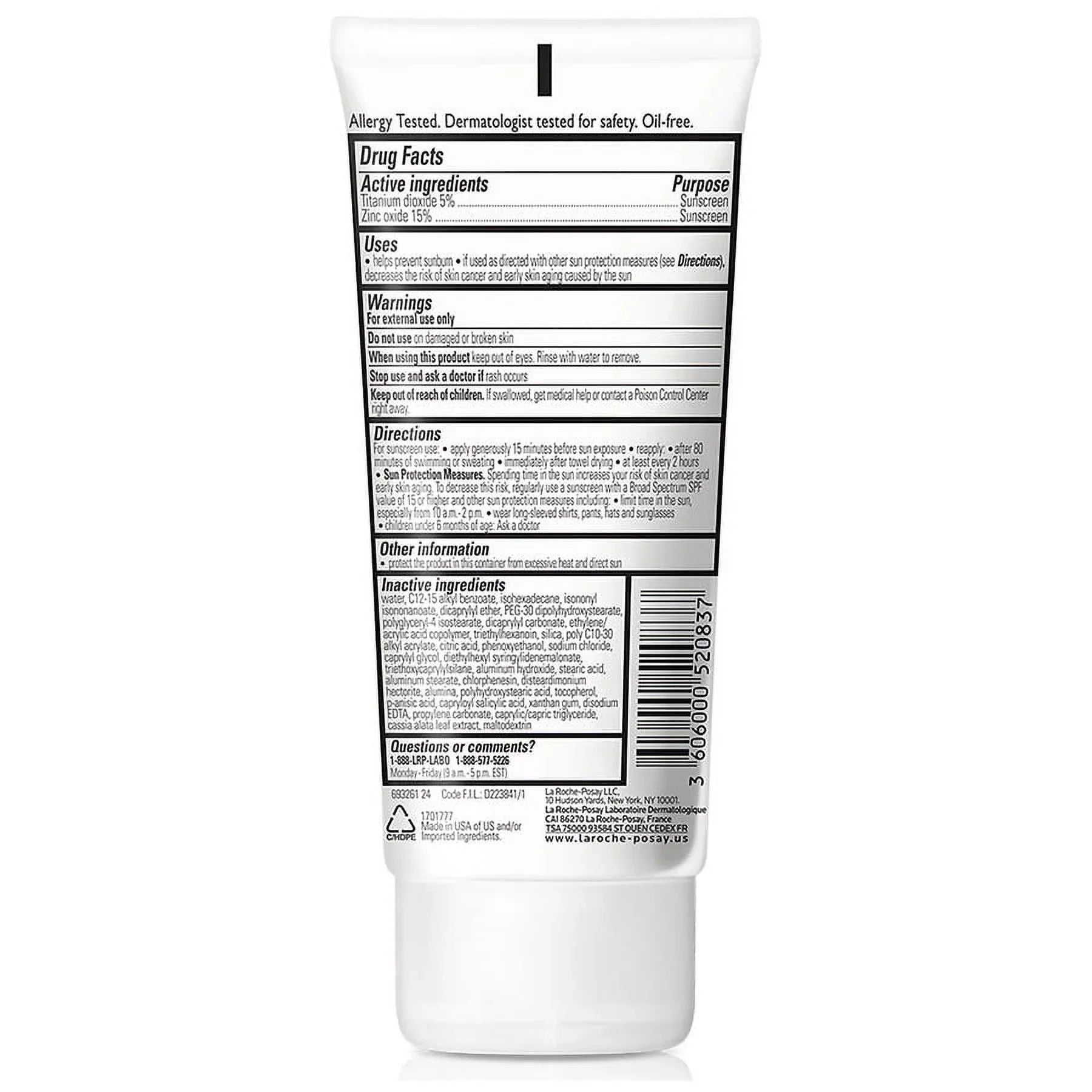LA ROCHE POSAY SPF 50 GENTLE LOTION MINERAL SUNSCREEN 90ml